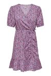 JDY - Kjole - JDY Maria 2/4 - Wrap Dress - Cloud Dancer/Fuchsia