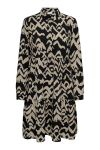 JDY - Kjole - JDY Piper LS AOP Shirt Dress - Black/Crockery