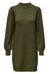JDY - Kjole - JDY Rue LS High Neck Dress KNT - Dark Olive