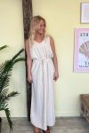 JDY - Kjole - JDY Say S/L Linen Maxi Tie Dress Dia - Oatmeal