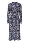 JDY - Kjole - Svan L/S Shin Length Dress - Black Iris/Purple Flower