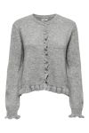JDY - Cardigan - Letty L/S On Frill Cardigan - Light Grey Melange