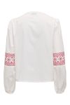 JDY - Bluse - Lulu L/S Embroidery Shirt - Cloud Dancer/red
