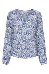 JDY - Bluse - May Life L/S Top - Birch/Blue Ikat