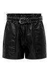 JDY - Shorts - JDY Maya Hw Belted Pu Shorts - Black