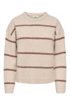 JDY - Strik - Neel L/S O-Neck Stripe Pullover - Oatmeal Bison Wide Stripes
