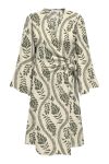 JDY - Kjole - Pepper 7/8 Wrap Dress - Papyrus/Deep Lichen Flowers