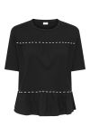 JDY - T-shirt - Poula S/S Pearl Top - Black