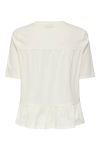 JDY - T-shirt - Poula S/S Pearl Top - Cloud Dancer