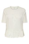 JDY - T-shirt - Poula S/S Pearl Top - Cloud Dancer