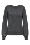 JDY - Strik - JDY Rue Glitter L/S Boat Pullove KNT Noos - Dark Grey Melange
