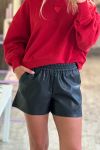 JDY - Shorts - JDY Alaia Mw Faux Leather Shorts - Black