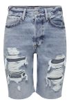 JDY - Shorts - JDY Vanja HW Boyfriend Destroyed Shorts - Light Blue Denim