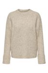 JdY - Strik - JDY Silja L/S O-Neck Short Pullover - Oatmeal Melange