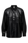 JDY - Skjorte - JDY Alaia L/S Faux Leather Shirt - Black