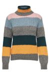 JDY - Strik - JDY Dinea LS Stripe Rollneck Pull Knt - Smoked Pearl/Apricot 