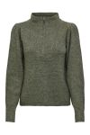JDY - Strik - Elanor Mia L/S Zip - Kalamata Melange 