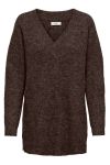 JDY - Strik - JDY Ingeborg Ada Life L/S Long Pullover Knit - Chocolate Brown