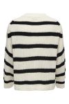 JDY - Strik - JDY JustyL/S Stripe Pullover - Eggnog/Black