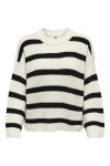JDY - Strik - JDY JustyL/S Stripe Pullover - Eggnog/Black