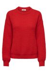 JDY - Strik - JDY Lasina Life L/S O-Neck Pullover - High Risk Red