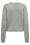 JDY - Strik - JDY Libby L/S V-Neck Short Ruch Pull - Medium Grey Melange