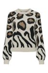 JDY - Strik - Jdy Lorraine Animal L/S Pullover - Cement/Black/Malt Ball Mix