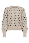 JDY - Strik - JDY Sigrid Life L/S On Puff Pull KNT Noos - Cement W. BLACK DOTS