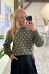 JDY - Strik - JDY Sigrid Life L/S On Puff Pull -  Winter Moss W. CEMENT DOTS