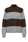 JDY - Strik - JDY Zoey Life L/S Hn Raglan Pul Knt - Light Grey Melange/Chocolate Brown