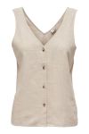 JDY - Top - JDY Say S/L Linen V-neck Top - Oatmeal