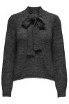 JDY - Strik - Jdyzoey Life L/S Bow Pullover Knt - Dark Grey Melange