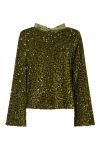Pieces - Bluse - Kam LS Deep Back Bow Top - Kalamata sequins 