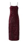 Pieces - Kjole - Kam SL Ankle Slip Dress - Tawney Port Sequins 