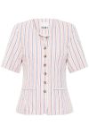 Ichi - Blazer - Kate Lineya Short BL - Birch W. Blue/Red Stripe (Levering midt april)