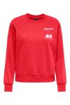 JDY - Nanna Life L/S Text Sweat - High Risk Red CHERRY