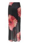 JDY - Nederdel - JDY Lea Mesh Long Skirt - Black Hibiscus Flower (Levering midt april)