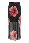 JDY - Nederdel - JDY Lea Mesh Long Skirt - Black Hibiscus Flower (Levering midt april)