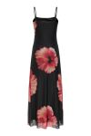 JDY - Kjole - Lea S/L Mesh Dress - Black Hibiscus Flower (Levering midt april)