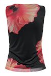 JDY - Top - Lea S/L Mesh Rouching Top JRS EXP - Black Hibiscus Flower (Levering midt april)