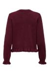 JDY - Cardigan - Letty L/S On Frill Cardigan - Maroon Banner Melange