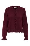JDY - Cardigan - Letty L/S On Frill Cardigan - Maroon Banner Melange
