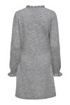 JDY - Kjole - Letty L/S V-Neck Frill Dress - Light Grey Melange