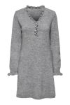 JDY - Kjole - Letty L/S V-Neck Frill Dress - Light Grey Melange
