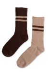 Loved by Lykke - Strømper - LY Emma Socks 2-Pack - Dark Brown/Beige 