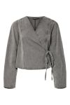 Pieces - Bluse - Fenna LS Denim Wrap Shirt - Grey Denim