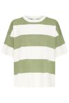 Ichi - T-shirt - Luls Loose SS - Wide Iguana White Stripe