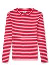 Mads Nørgaard - Bluse - 2X2 Cotton Stripe Tuba Tee Ls - High Risk Red/White Alyssum