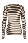 Mads Nørgaard - Bluse - 2x2 Cotton Stripe Tuba Tee LS - 2x2 Stripe Black Coffee/Vanill
