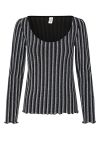 Mads Nørgaard - Bluse - Glitter Jersey Lara Top - Glitter Stripe/Silver
